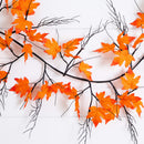 6' Pre-Lit Autumn Maple Artificial Fall Garland with 54 Warm White LED Lights