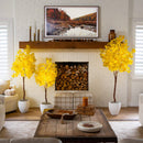 6' Pre-Lit Yellow Autumn Maple Artifical Fall Tree with 350 Warm White LED Lights