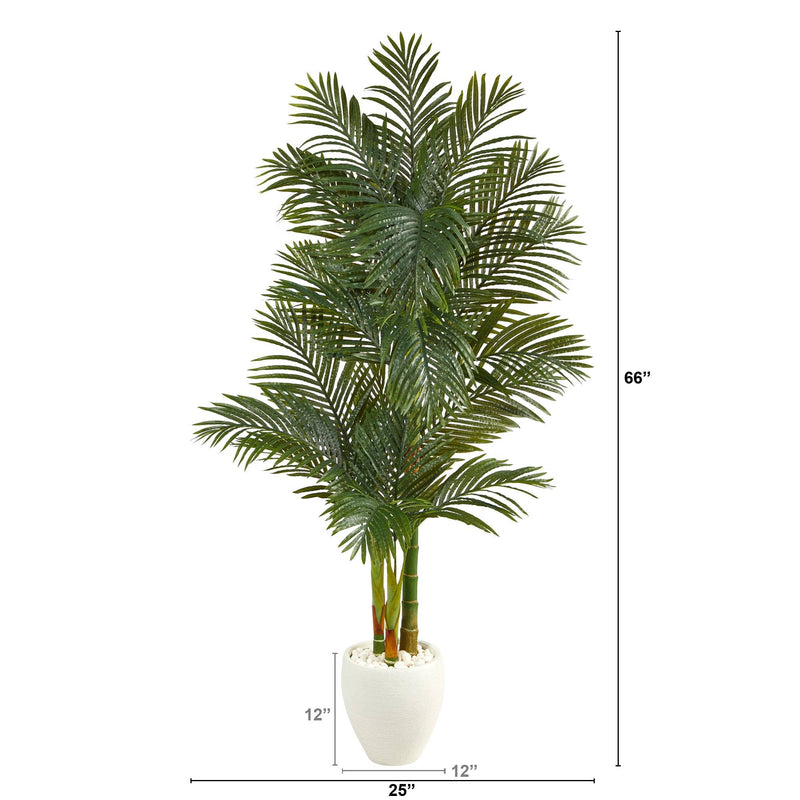 6’ Golden Cane Artificial Palm Tree in White Planter