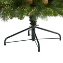 6’ Golden Tip Washington Pine Artificial Christmas Tree with 250 Clear Lights, Pine Cones and 750 Bendable Branches