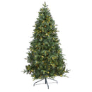 6’ Grand Teton Spruce Flat Back Artificial Christmas Tree with 180 Clear LED Lights and 727 Bendable Branches
