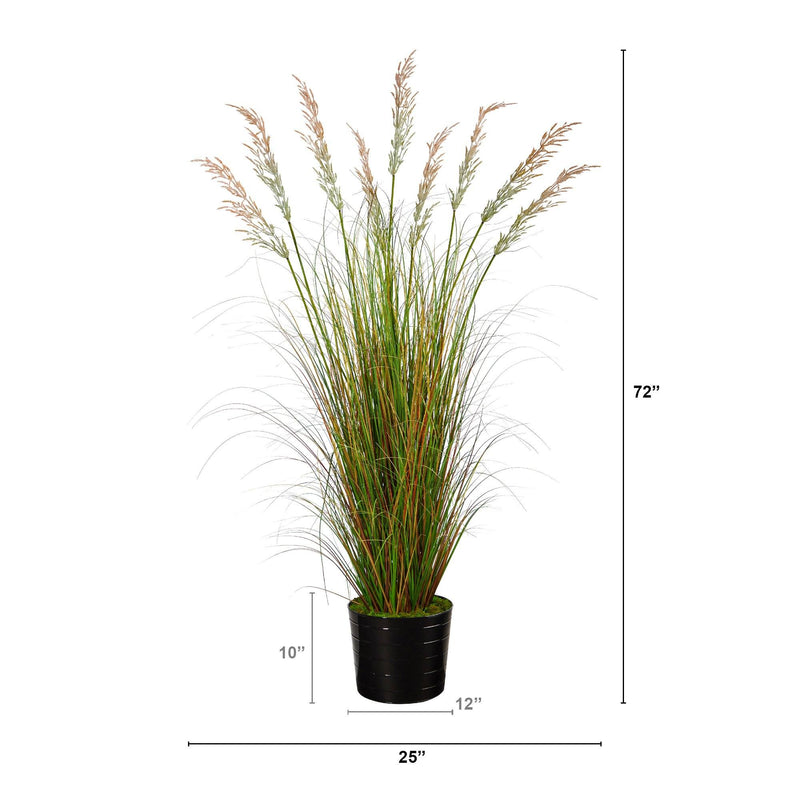 6’ Artificial Grass Plant in Black Tin Planter, photo 2 of 4