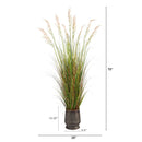 6’ Grass Artificial Plant in Ribbed Metal Planter