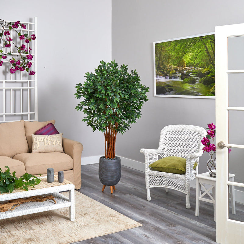 6’ Lychee Artificial Tree in Gray Planter with Stand, photo 4 of 4