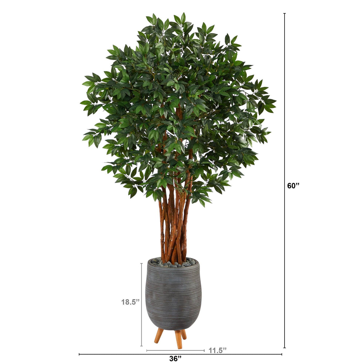 6’ Lychee Artificial Tree in Gray Planter with Stand, photo 2 of 4