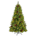 6’ Montana Mixed Pine Artificial Christmas Tree with Pine Cones, Berries and 350 Clear LED Lights