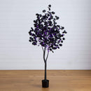 6' Pre-Lit Artificial Halloween Black Eucalyptus Tree with 300 Orange & Purple LED Lights