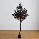 6' Pre-Lit Artificial Halloween Black Maple Tree with 300 Orange & Purple LED Lights