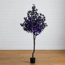 6' Pre-Lit Artificial Halloween Black Maple Tree with 300 Orange & Purple LED Lights