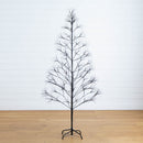 6' Pre-Lit Artificial Halloween Black Starburst Tree with 1680 Fairy Warm White LED Lights