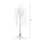 6’ Pre-Lit Artificial White Weeping Willow Tree with 160 Warm White LED Lights