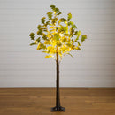 6' Pre-Lit Green Autumn Oak Artificial Fall Tree with 250 Warm White LED Lights