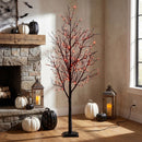 6’ Pre-Lit Halloween Black Twig Artificial Tree with 300 Orange & Purple LED Lights