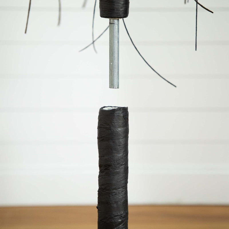 6’ Pre-Lit Halloween Black Willow Artificial Tree with 160 Orange & Purple LED Lights