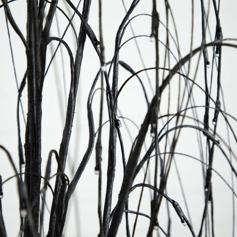 6’ Pre-Lit Halloween Black Willow Artificial Tree with 160 Orange & Purple LED Lights