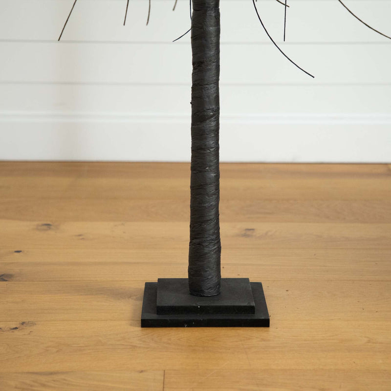 6’ Pre-Lit Halloween Black Willow Artificial Tree with 160 Orange & Purple LED Lights