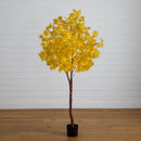 6' Pre-Lit Yellow Autumn Maple Artifical Fall Tree with 350 Warm White LED Lights