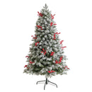 6' Snow Tipped Norwegian Fir Pre-Lit Tree with 200 LED Lights, 50 LED Globe Lights