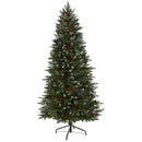6' Snow Tipped Portland Spruce Artificial Christmas Tree with Frosted Berries and Pinecones with 300 Clear LED Lights