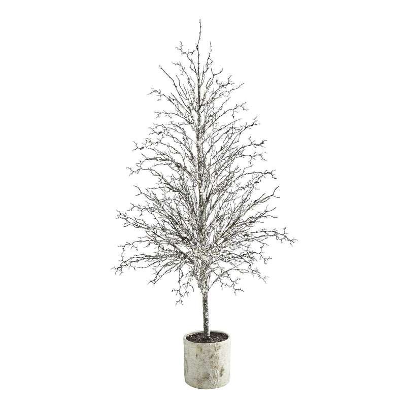 6’ Snowed Twig Artificial Christmas Tree in Decorative Planter