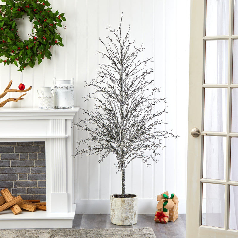 6’ Snowed Twig Artificial Christmas Tree in Decorative Planter, photo 3 of 4