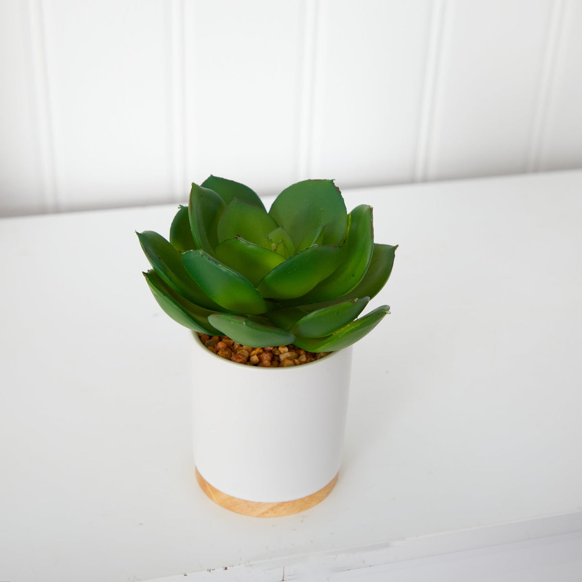 6” Succulent Artificial Plant in White Ceramic Planter, photo 3 of 4