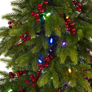 6' Victoria Fir Artificial Christmas Tree with 250 Multi-Color (Multifunction) LED Lights, Berries and 415 Bendable Branches