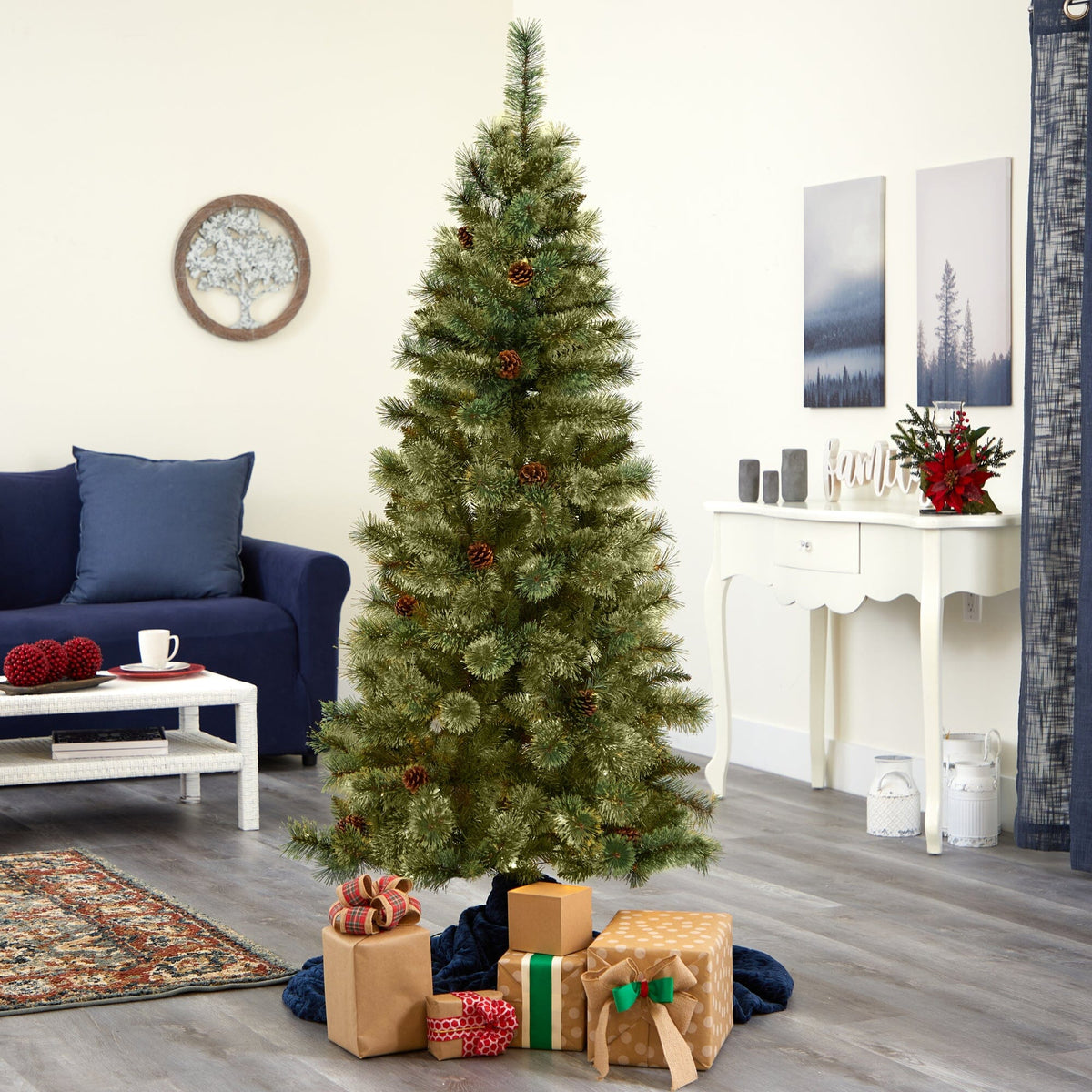 6’ White Mountain Pine Artificial Christmas Tree with 477 Bendable Branches, photo 5 of 6