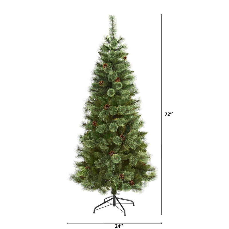 6’ White Mountain Pine Artificial Christmas Tree with 477 Bendable Branches, photo 2 of 6