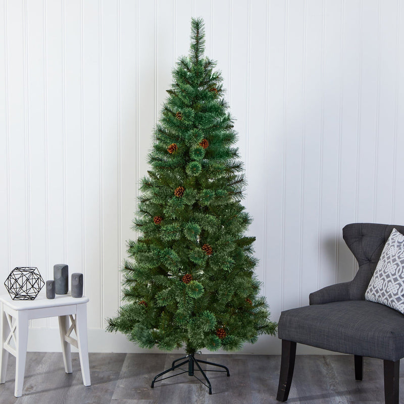 6’ White Mountain Pine Artificial Christmas Tree with 477 Bendable Branches, photo 6 of 6