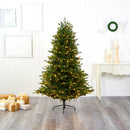 6’ Wyoming Spruce Artificial Christmas Tree with 400 Clear LED Lights and 1045 Bendable Branches