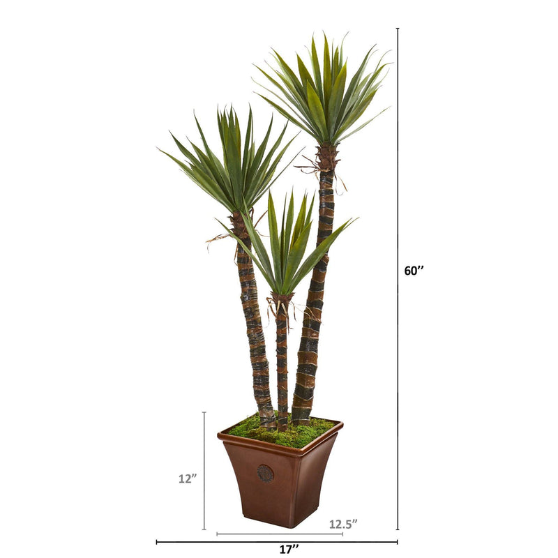 60” Yucca Artificial Tree in Brown Planter, photo 2 of 2