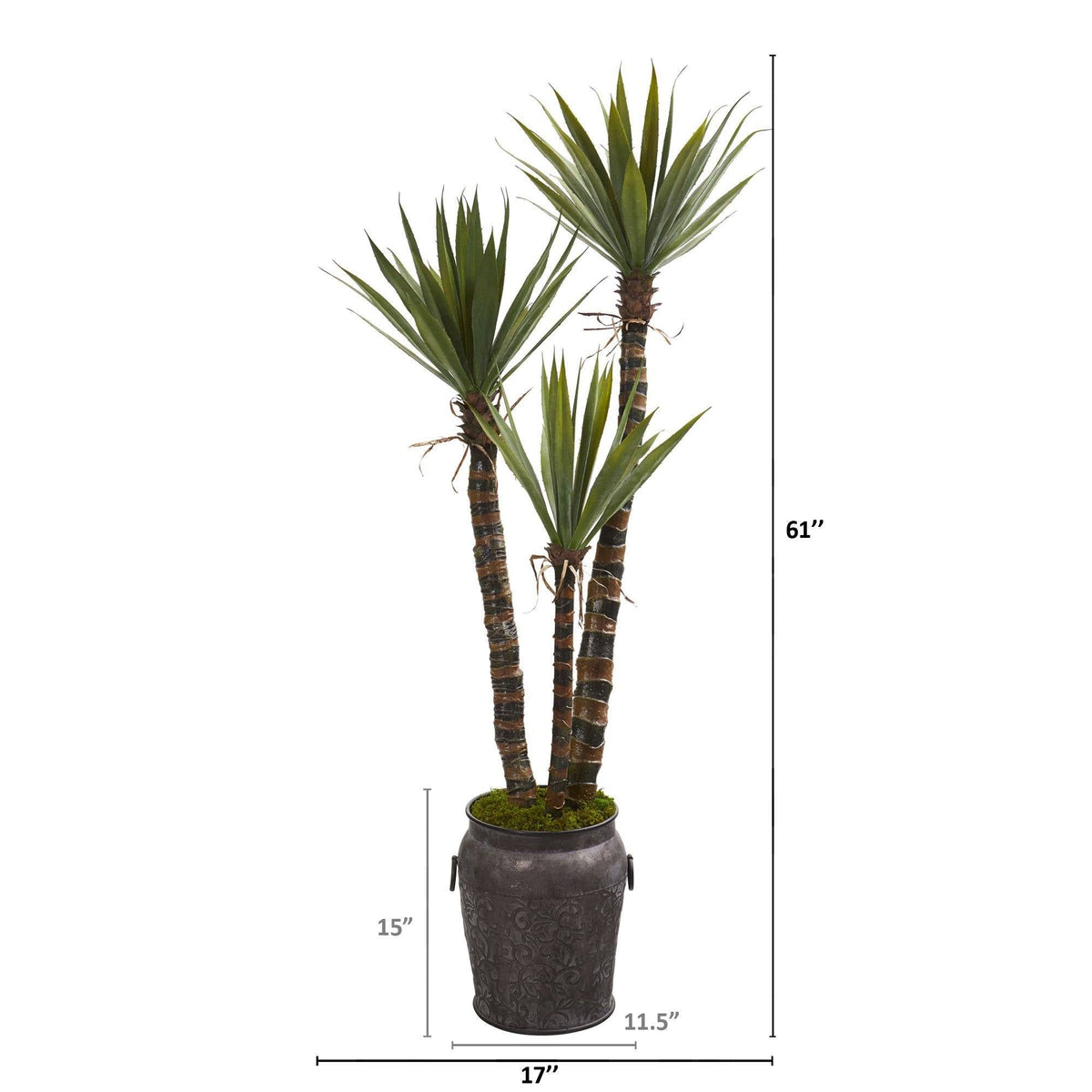 61” Yucca Artificial Tree in Metal Planter, photo 2 of 2