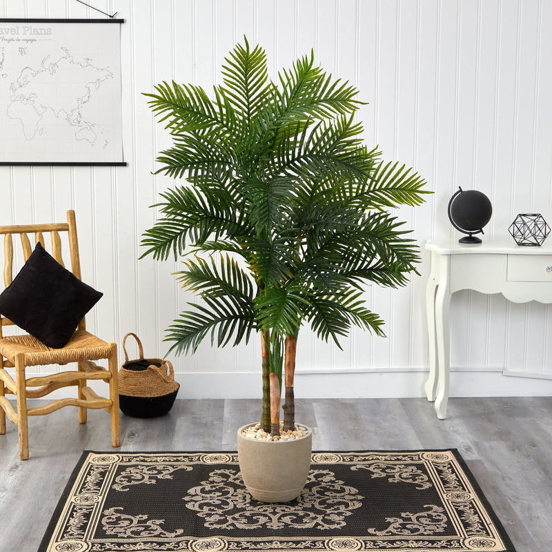 62” Areca Palm Artificial Tree in Sandstone Planter, photo 2 of 4