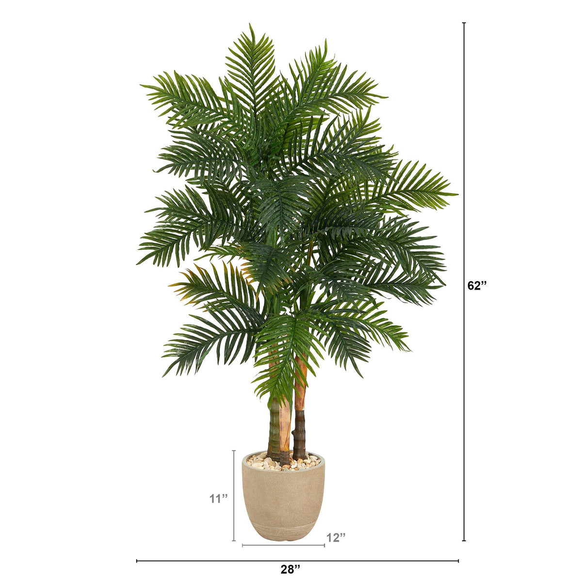 62” Areca Palm Artificial Tree in Sandstone Planter, photo 4 of 4