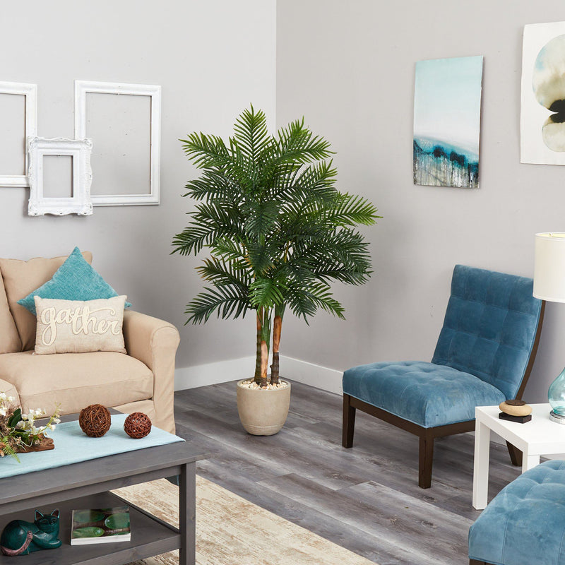 62” Areca Palm Artificial Tree in Sandstone Planter, photo 3 of 4
