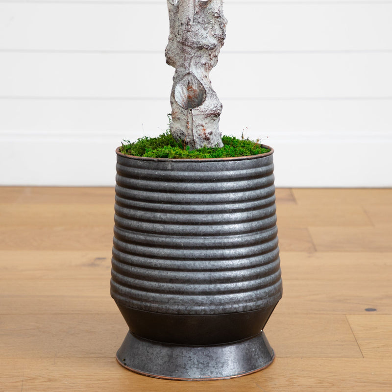 62” Olive Artificial Tree in Ribbed Metal Planter, photo 4 of 8