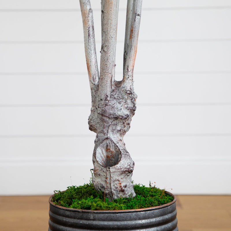 62” Olive Artificial Tree in Ribbed Metal Planter, photo 5 of 8