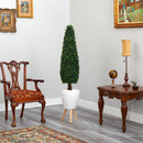 63” Boxwood Topiary Artificial Tree in White Planter with Stand (Indoor/Outdoor)