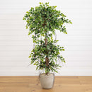 63” Elegant Ficus Artificial Tree in Sandstone Planter