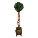 63” English Ivy Single Ball Artificial Topiary Tree in Decorative Planter (Indoor/Outdoor)