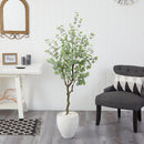 63” Eucalyptus Artificial Tree in White Planter
