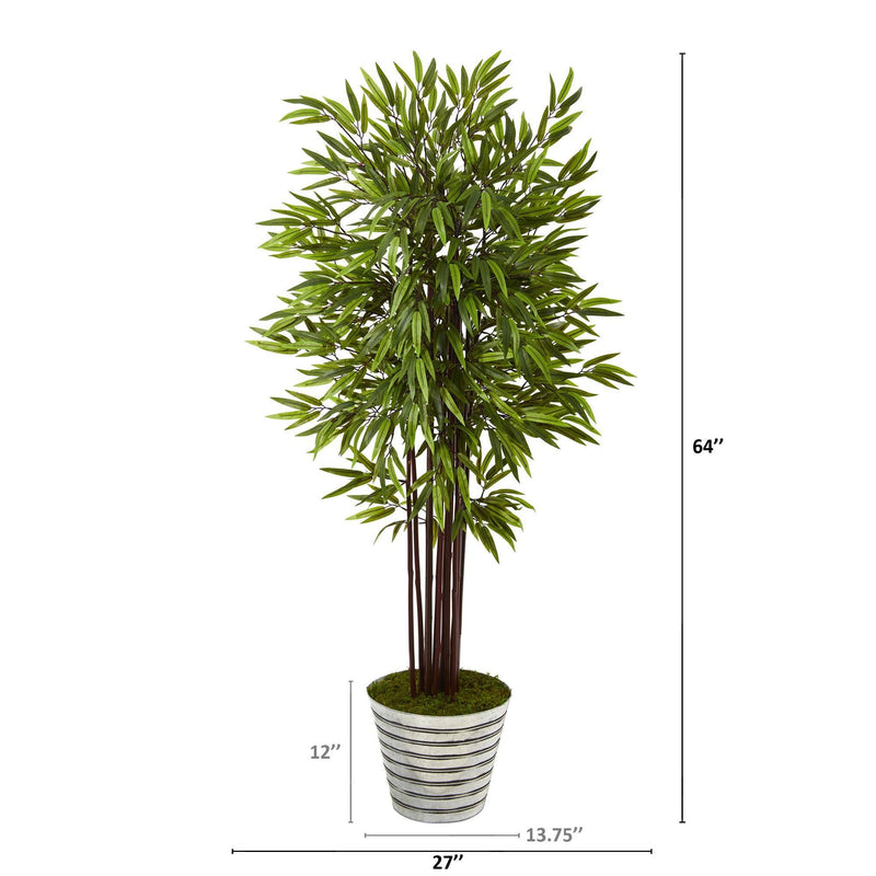 64” Bamboo Artificial Tree in Decorative Tin Bucket, photo 2 of 2