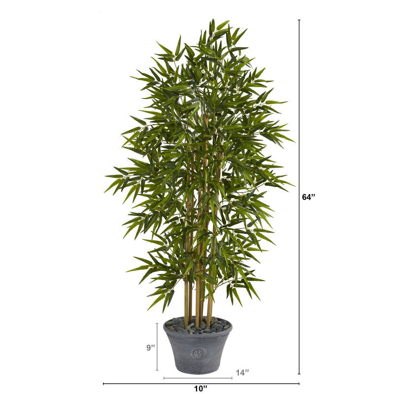 64” Bamboo Artificial Tree in Gray Planter, photo 2 of 3