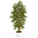 64” Bamboo Artificial Tree in White Tin Planter