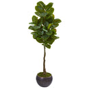 64” Rubber Leaf Artificial Tree in Metal Planter (Real Touch)