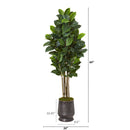 64” Rubber Leaf Artificial Tree in Ribbed Metal Planter