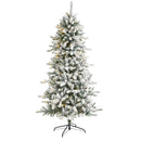 6.5’ Flocked Livingston Fir Artificial Christmas Tree with Pine Cones and 300 Clear Warm LED Lights