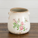 6.5” Floral Print Tuscan Ceramic Scroll Planter