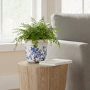 6.5” Floral Tuscan Ceramic Blue Scroll Planter